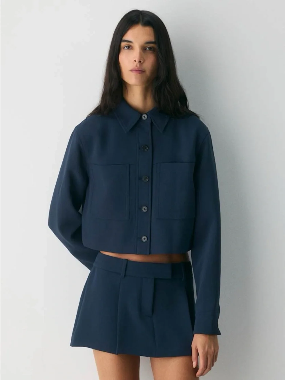 PRICE DROP Aritzia Navy Tailored Cropped Jacket Small - Picture 2 of 6